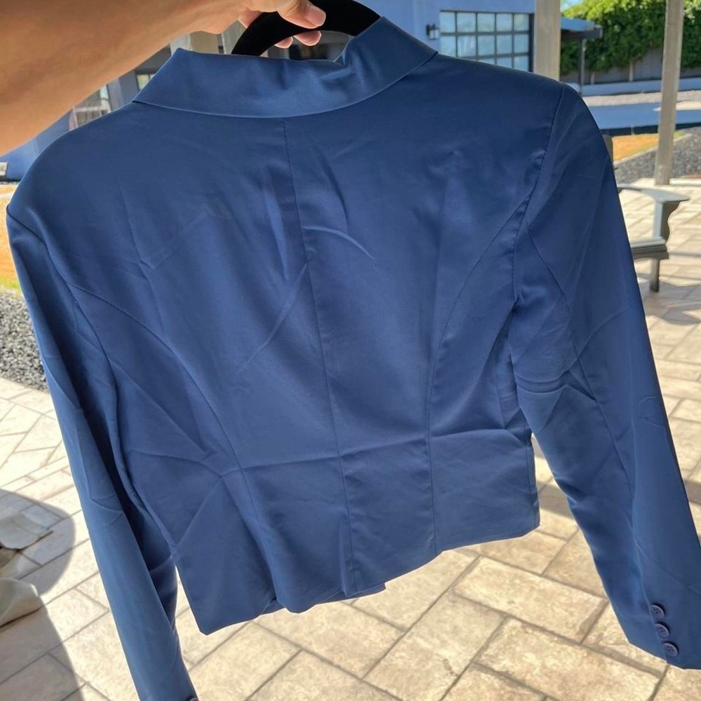 Royal Blue Cropped Blazer Chic Career Preppy Old Money Tailored L.Love NWT Sz M - Picture 3 of 4